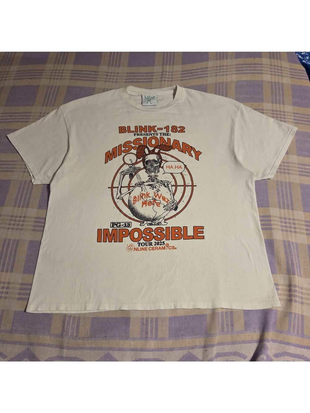 Blink 182 Online Ceramics 2025 Missionary Impossible Tour T Shirt XXL Travis Tom
